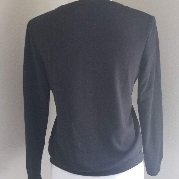 Wildfox Womens Sweatshirt Black "Eat A Lot Sleep A Lot" Graphic Pullover - Picture 2 of 3